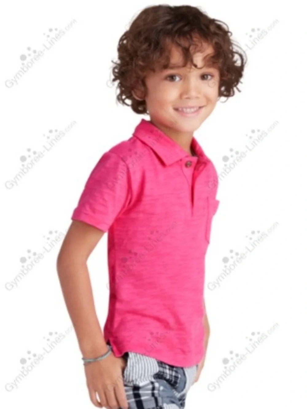 Gymboree Boys Bright Pink Short Sleeve Slub Polo Top Size 7